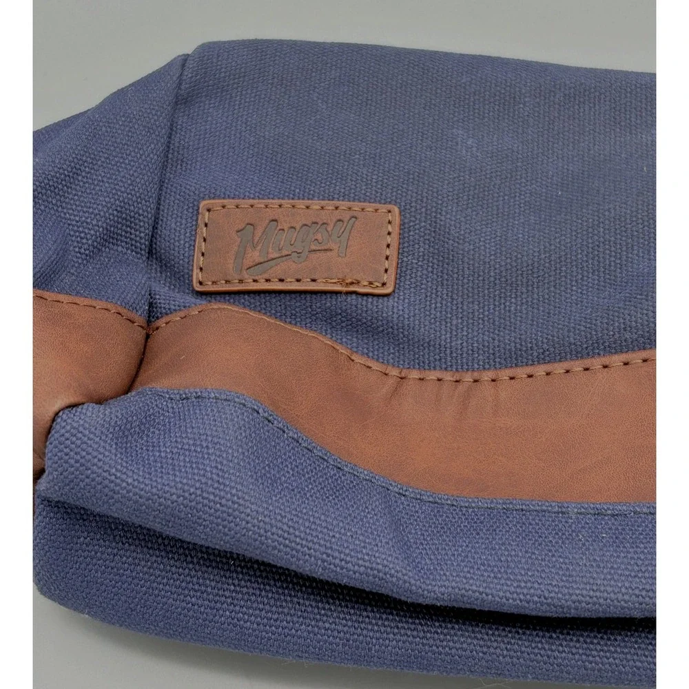 Mugsy Denim Dopp Kit Bag Canvas &‎ Leather Vacation Travel Cosmetic Bag New
